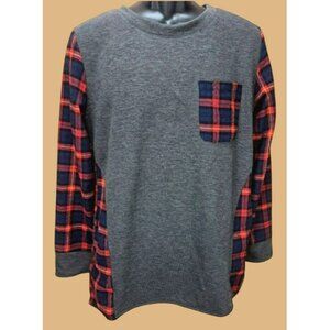 Etwo Womens Plaid Long-Sleeve Blouse Top Small